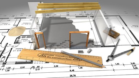 Bauplan mit Lineal